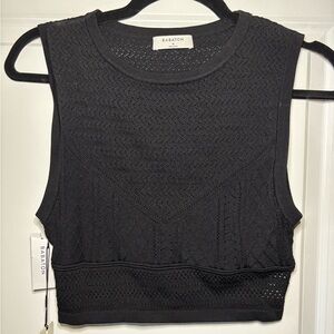 BABATON Pointelle Tank in Black NWT